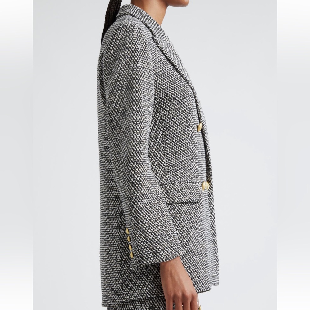 NEW L’agence Riva Double Breasted Knit Blazer - Picture 4 of 15